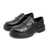 Men's Thick-Soled Horsebit Buckle Leather Loafers